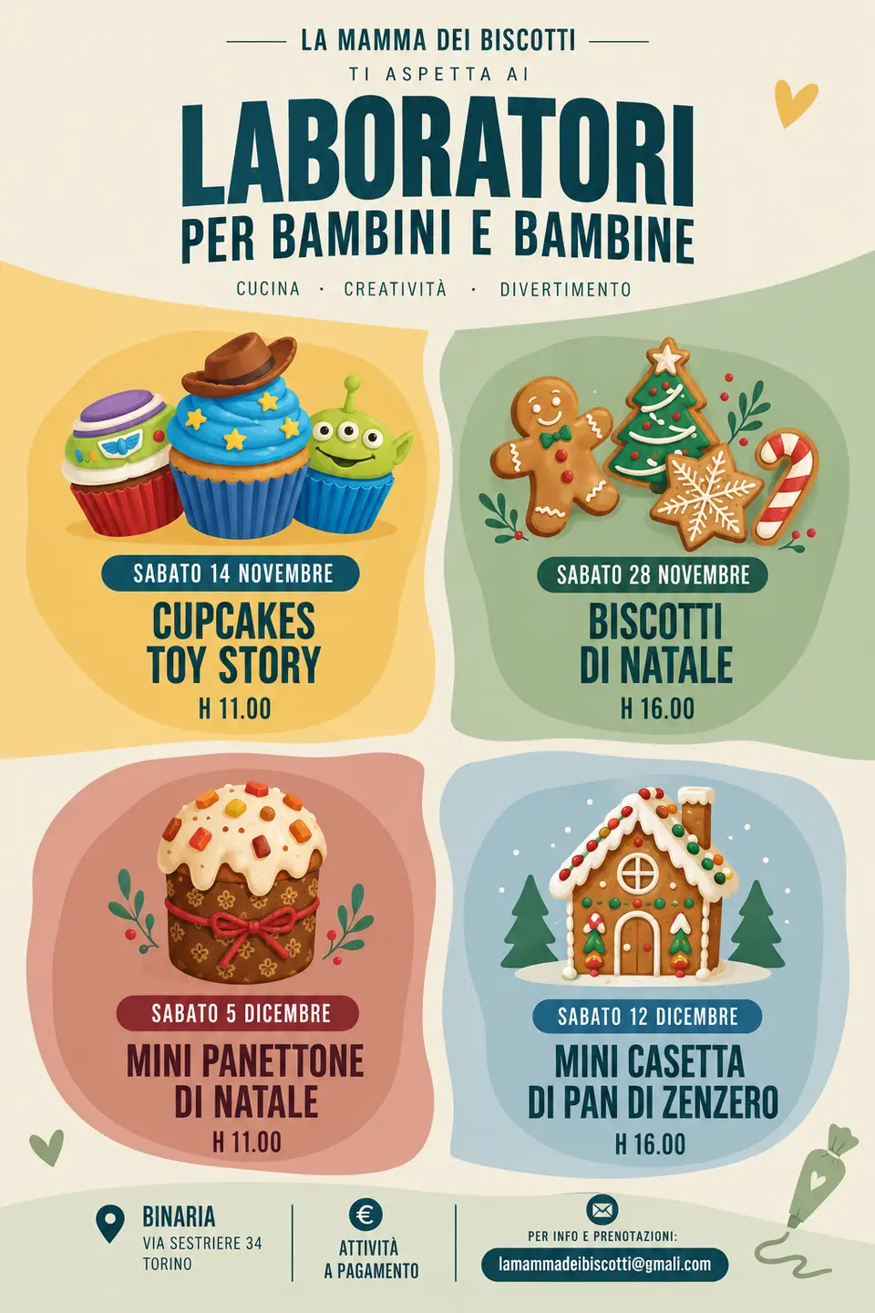 Locandina: Biscotti e dolci natalizi! Laboratori La mamma dei biscotti