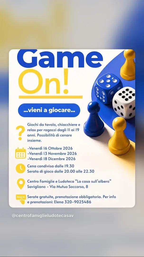 Locandina: Game On! - Centro Famiglie e Ludoteca La casa sull'albero