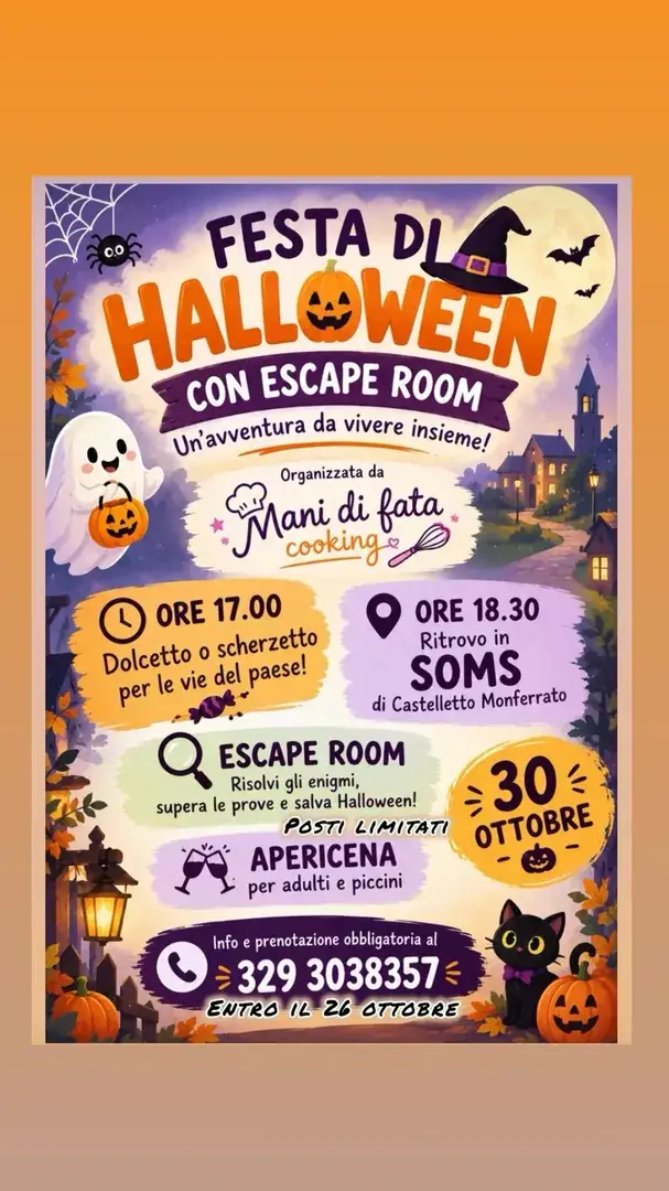 Locandina: Festa di Halloween con Escape Room - Mani di Fata Cooking