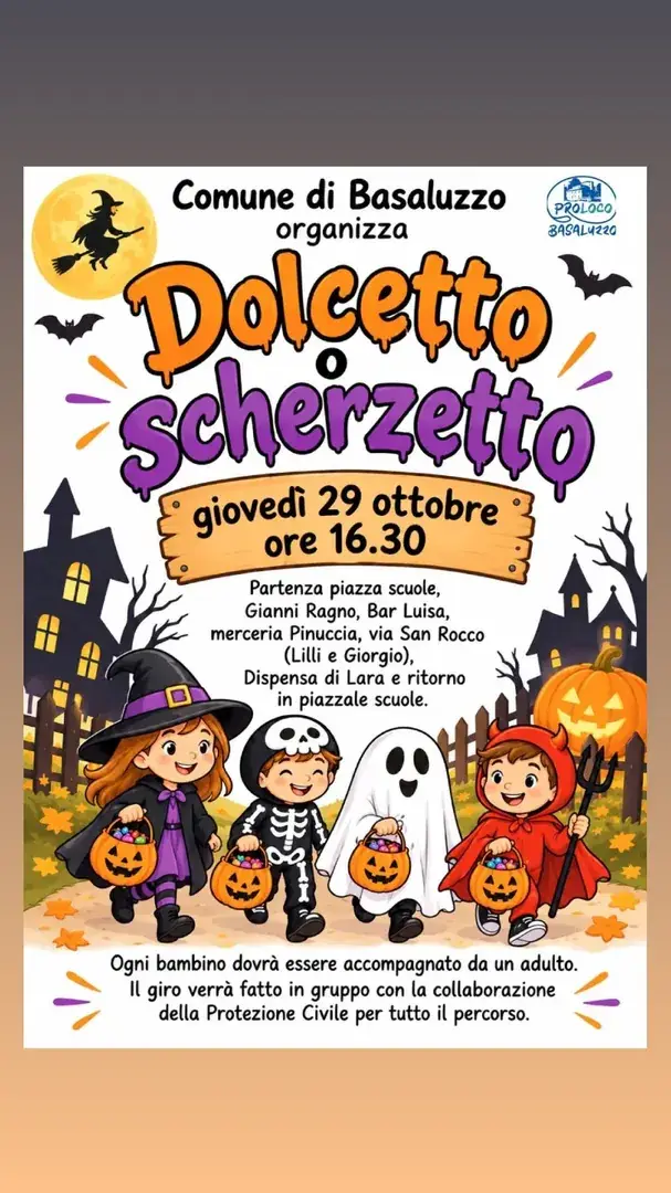 Locandina: Dolcetto o Scherzetto - Comune di Basaluzzo