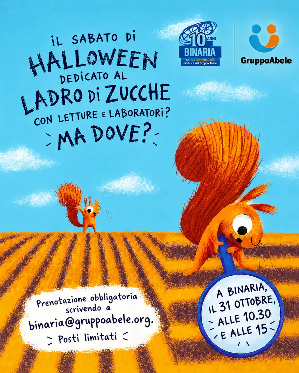 Locandina: Il giorno di Halloween con il LADRO DI ZUCCHE! Due eventi in libreria a Torino