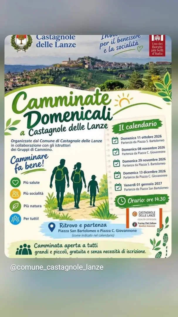 Locandina: Camminate Domenicali a Castagnole delle Lanze - Comune di Castagnole delle Lanze