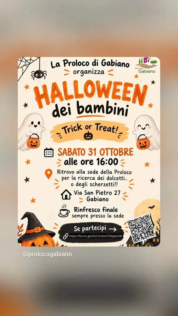 Locandina: Halloween dei Bambini - Pro Loco Gabiano