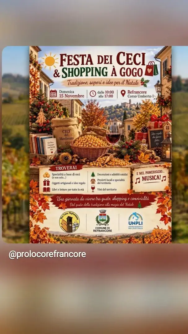 Locandina: Festa dei Ceci & Shopping à Gogo - Pro Loco Refrancore