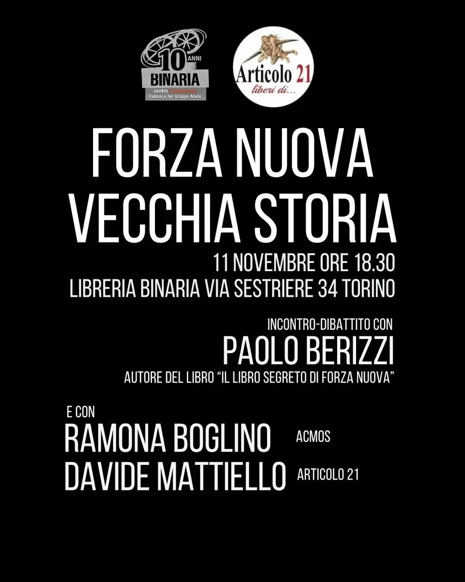 Locandina: Forza Nuova, vecchia storia. Incontro con Paolo Berizzi