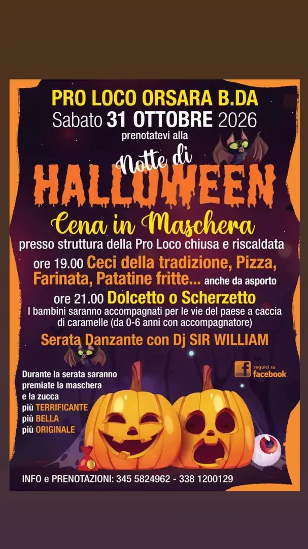 Locandina: Notte di Halloween - Pro Loco Orsara Bormida