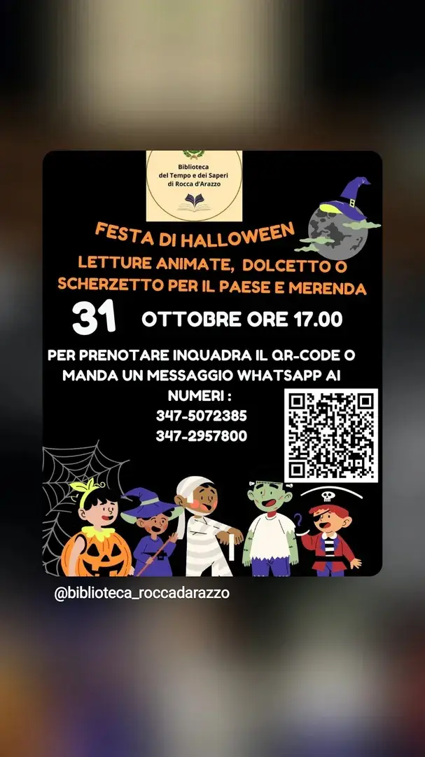Locandina: Festa di Halloween - Biblioteca del Tempo e dei Saperi di Rocca d'Arazzo