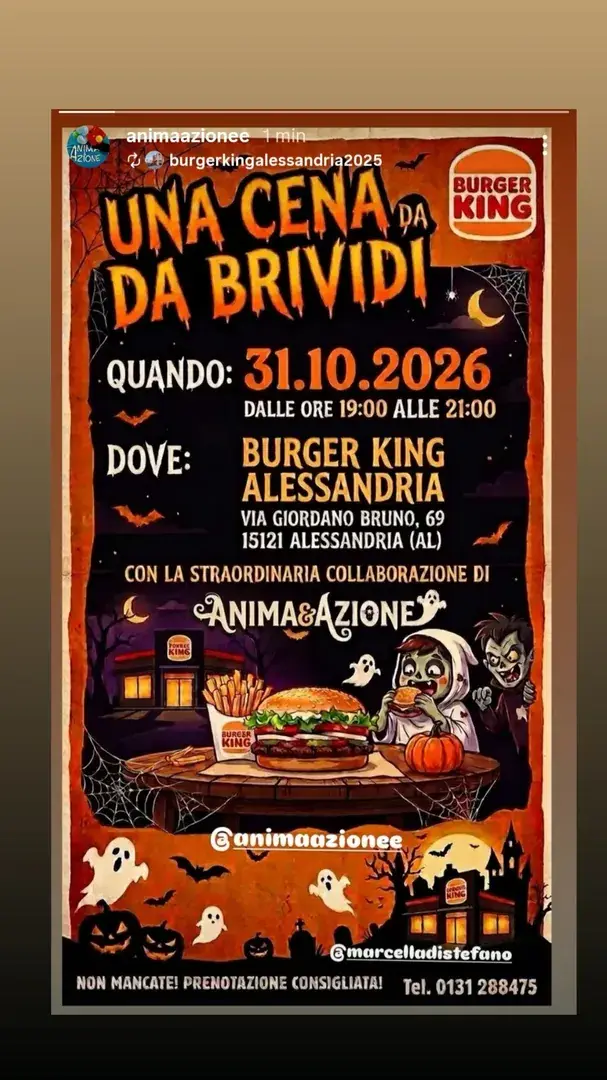 Locandina: Una Cena da Brividi - Burger King Alessandria